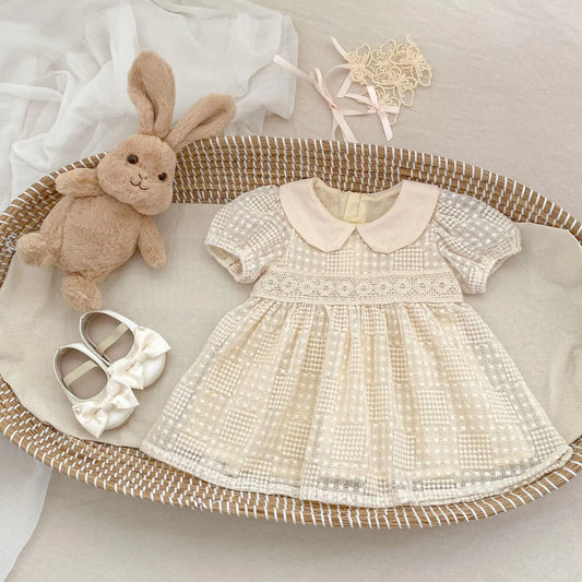 Summer new style baby clothes for 0-3 years old, cute baby girl dress, exquisite doll collar, embroidered princess dress