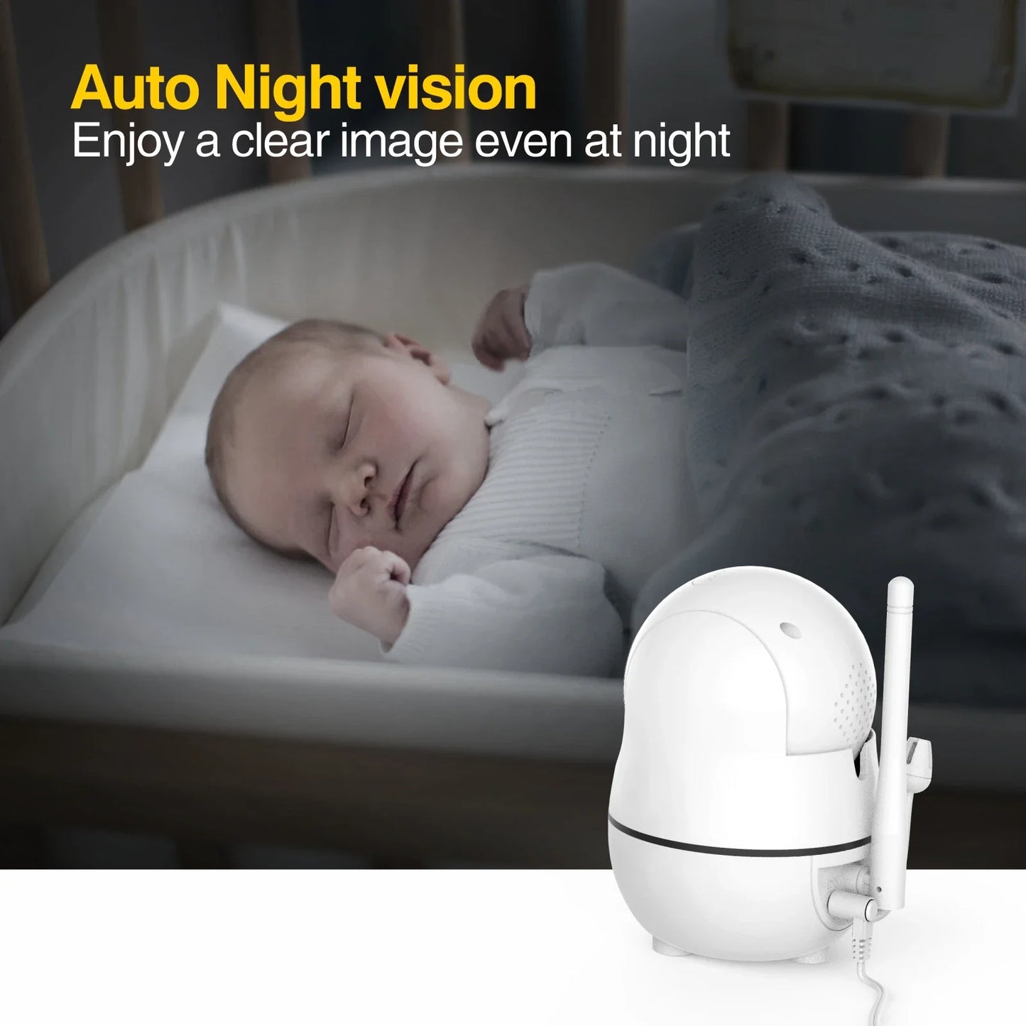 Babystar 7" HD Split Screen Video Baby Monitor No WiFi, Baby Camera Monitor, Hack Proof, Remote Zoom/Pan/Tilt, 4000mAh Battery