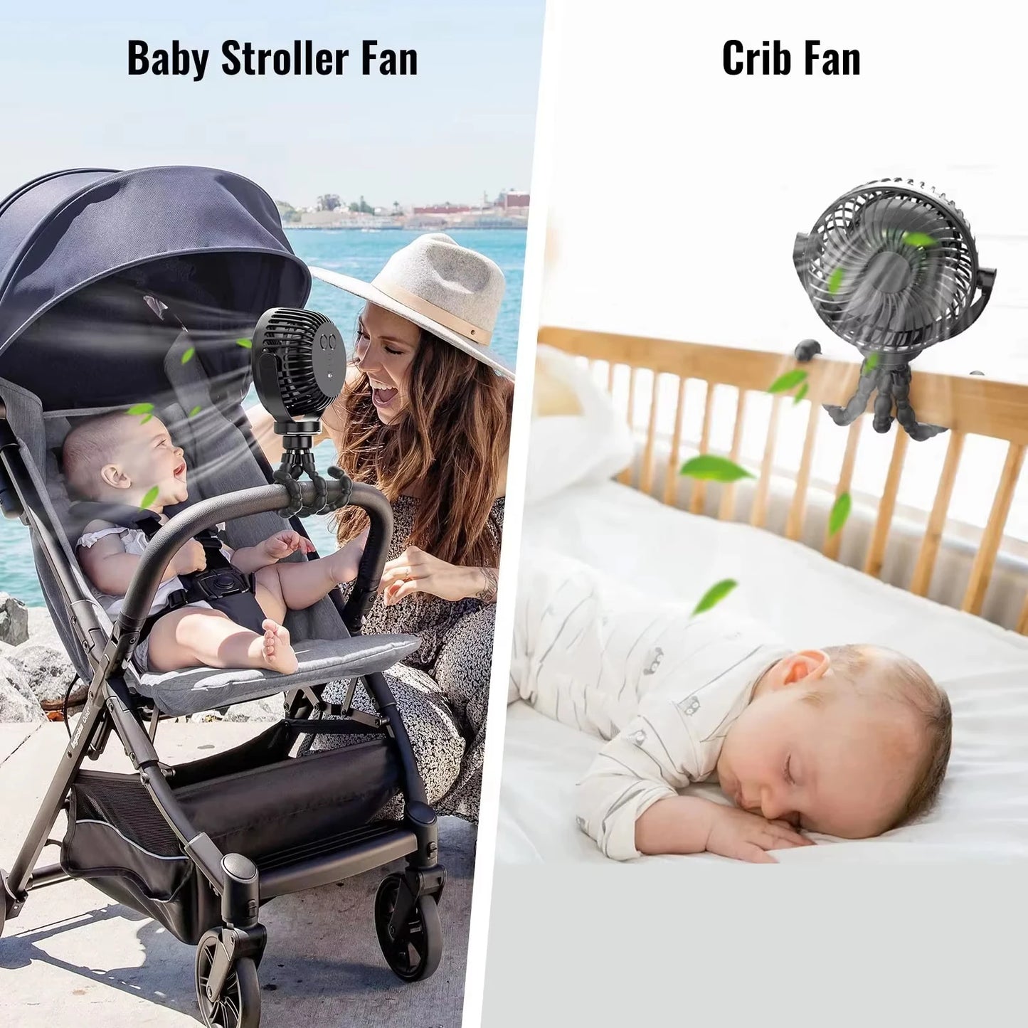 Baby Stroller Fan Mini Portable Outdoor Fan USB 3 Speed Flexible Octopus Fan Tripod Clip on Handheld Fan for Stroller Crib