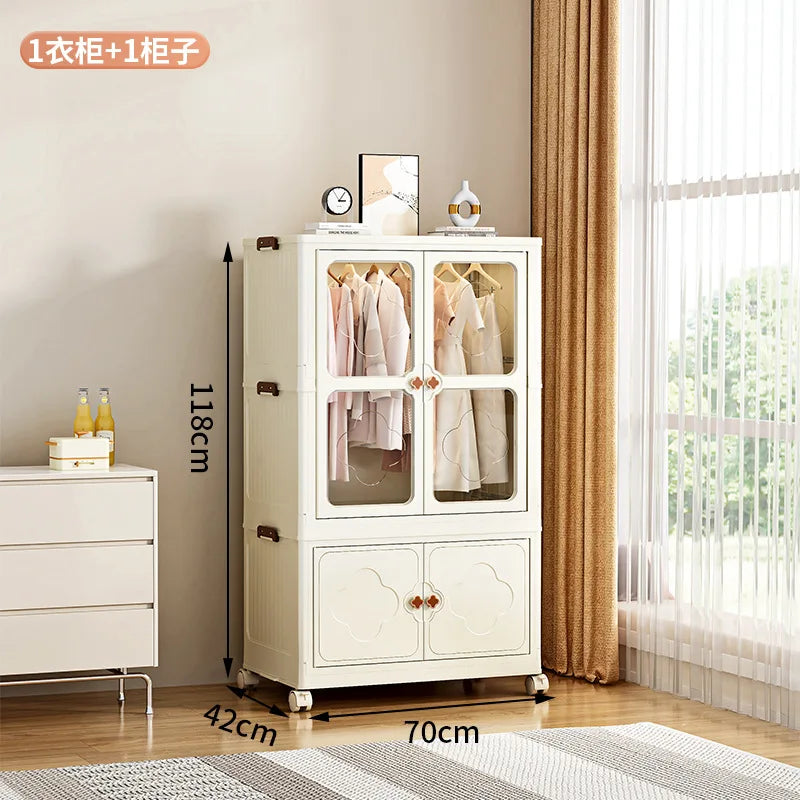 Children's Wardrobe, Bedroom, Home Storage Cabinet, Baby Storage Bin, Toy Clothing Storage Box Plastic Folding Organizer Cabinet