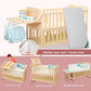 Solid Wood Baby Crib Convertible Toddler Bed Movable Newborn Bassinet Cradle Multi Functional Infant Bed For Babies Boys Girls