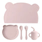 5PCS Baby Silicone Tableware Waterproof Placemat Soft Spoon Fork Suction Baby Dishes Sippy Cup Feeding Training Baby Dinner Set