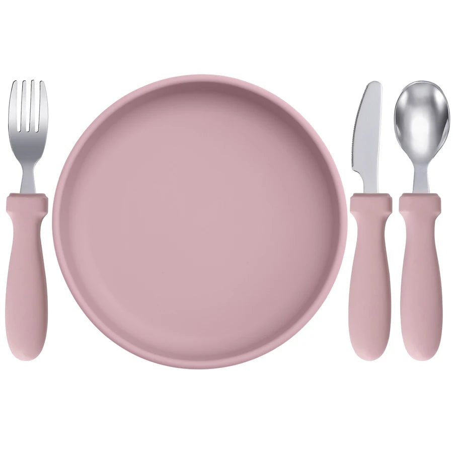 Infant Feeding Set – Silicone Plate, Spoon & Fork