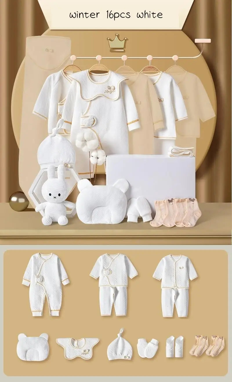 16/18/19/21/22pcs Newborn Clothes Set Angel Wing Baby Clothing Suit Pure Cotton 0-1Y Kids Unisex Infants Underwear Set No Box
