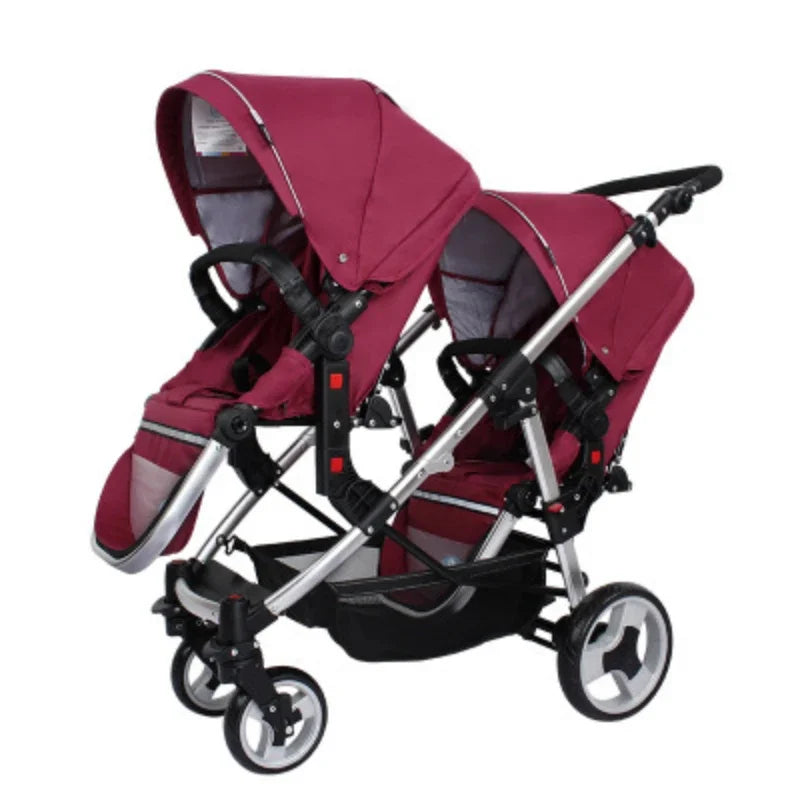 Twin Stroller Foldable Stroller High View Stroller Sit or Lie Down Double Multifunction Trolley Baby Products Strollers Trolleys