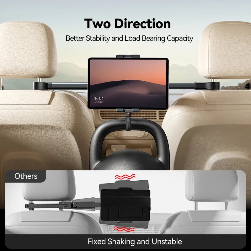 Joyroom Car Headrest Tablet Holder with 2 Hooks Backseat Car Tablet Phone Holder With Extension Arm For 4.7-12.9" Tablet/Phones
