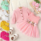 Baby Girl Dress Set 0–24M – Pink Petal Suspender Coat for Spring/Autumn