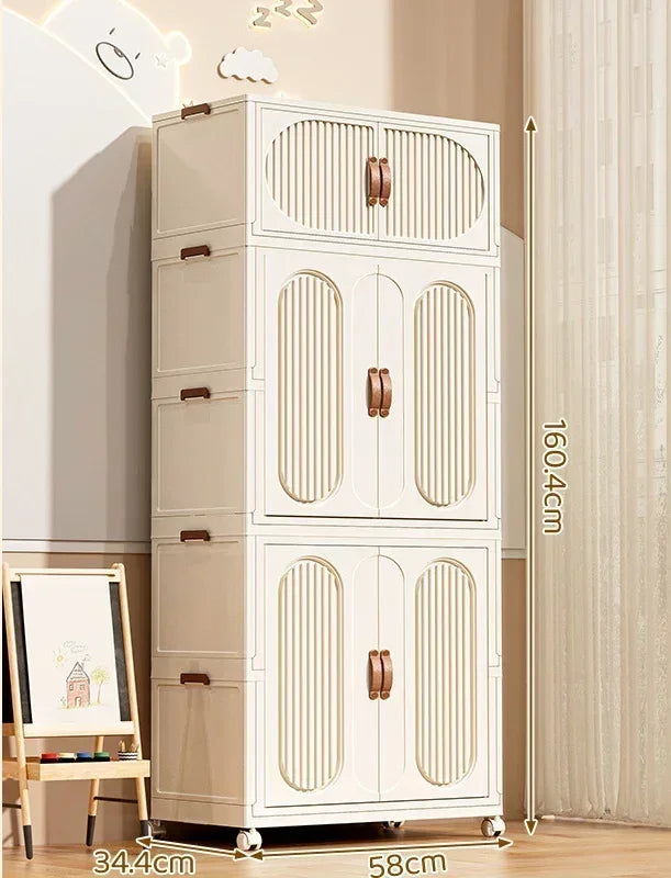Children's Wardrobe Bedroom Closet Cabinet Baby Storage Box Toy Clothes Organizer Locker Folding Sorting Partition Wardrobe