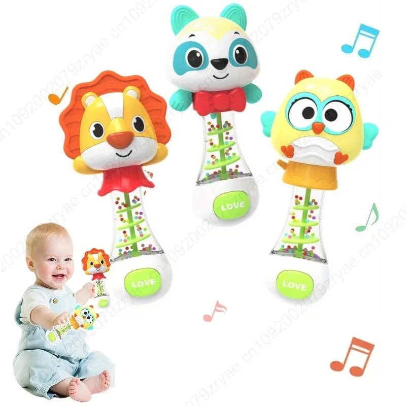 Cute Handheld Interactive Rattle Early Learning Toy for Infants, Enhances Grip & Motor Skills, Promotes Visual with Music Toy