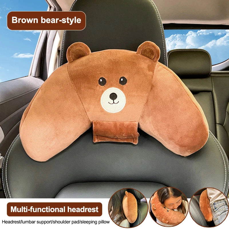 3 in 1 Car Pillow Soft Seat Headrest Pillows For Kids Car Seat Belt Covers Cushion Multi-functional Lumber Cushion Cute Pillows