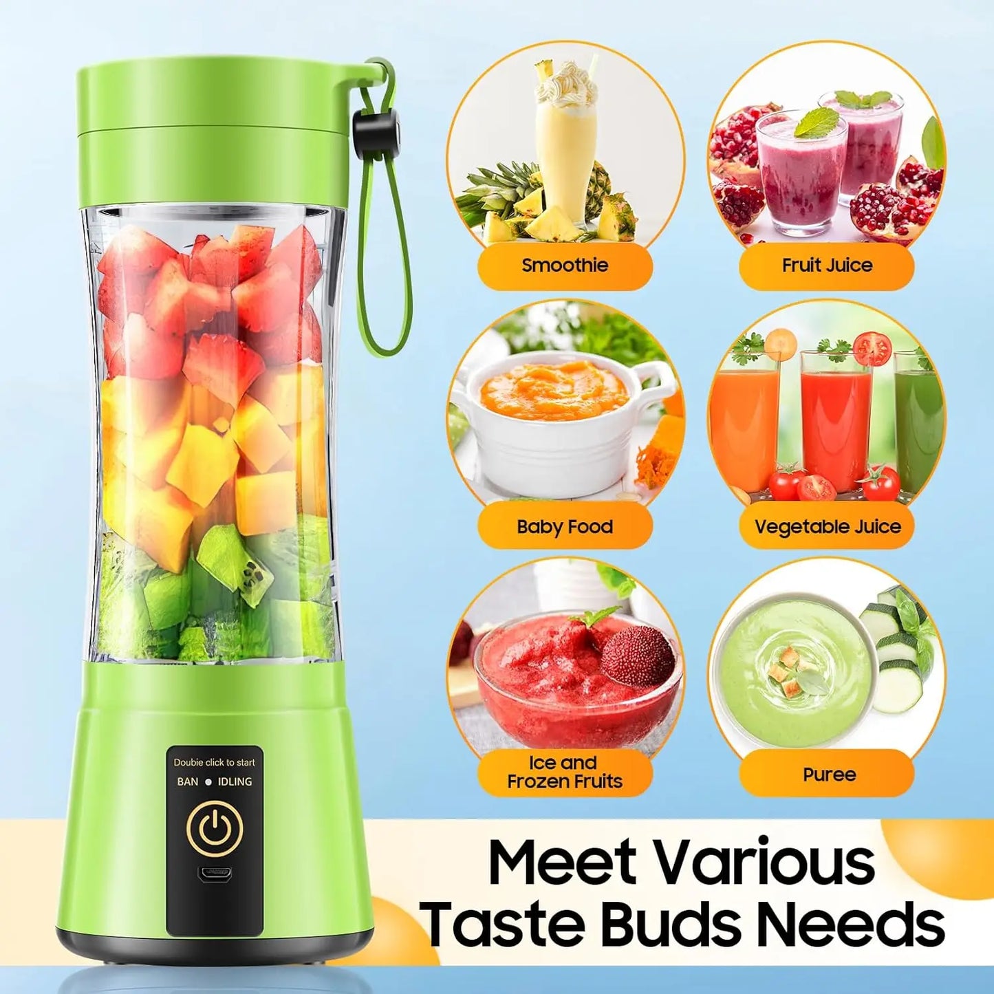 Baby Mini Wireless Electric Food Mixer 380ml Household Juice Mixer Mini Electric Juicer Usb Rechargeable Smoothie Shake Mixer