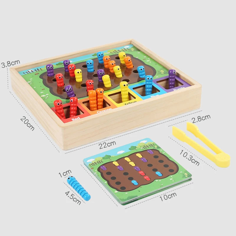 Worm Catch Game Toddler Montessori Colour Matching Sorting Sensory Education Toy Fine Motor Training Parish Novelty Toy for Baby