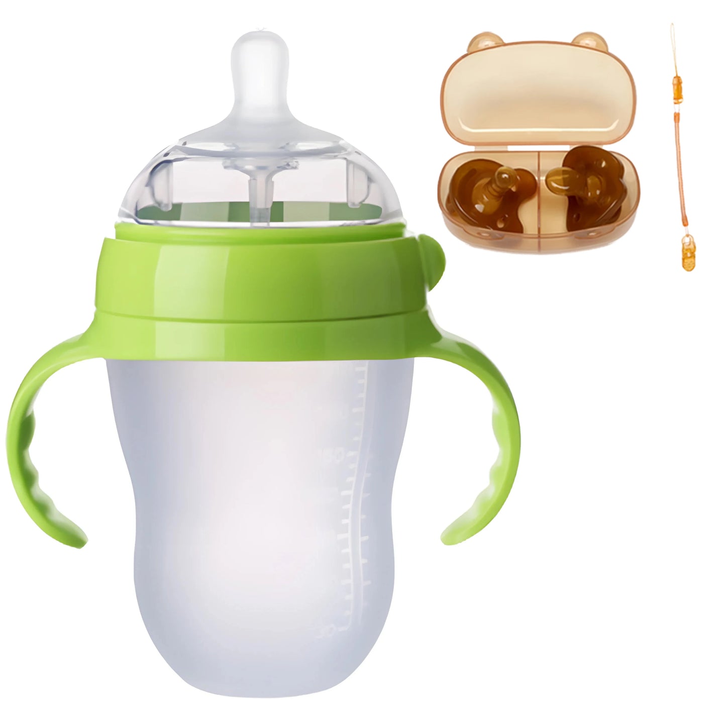 Silicone Nano Feeding Bottles Baby Bottle with Handle for Baby Weaning Anti-Choking Nipple Bottle for Baby 0-9 Month 150ML/250ML