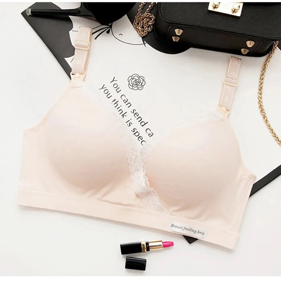 Maternity Lacating Nursing Bras without Underwire Soft Comfortable Gathering Anti Sagging Adjustable Buttons Soutien Allaitement