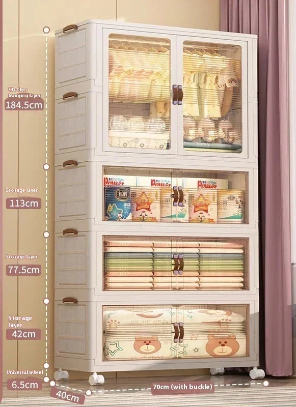 Baby’s Bedroom Closets Wardrobe Clothes Folding Bins Transparent Visual Cabinets Stable Load-bearing Clothes Organizer Rack
