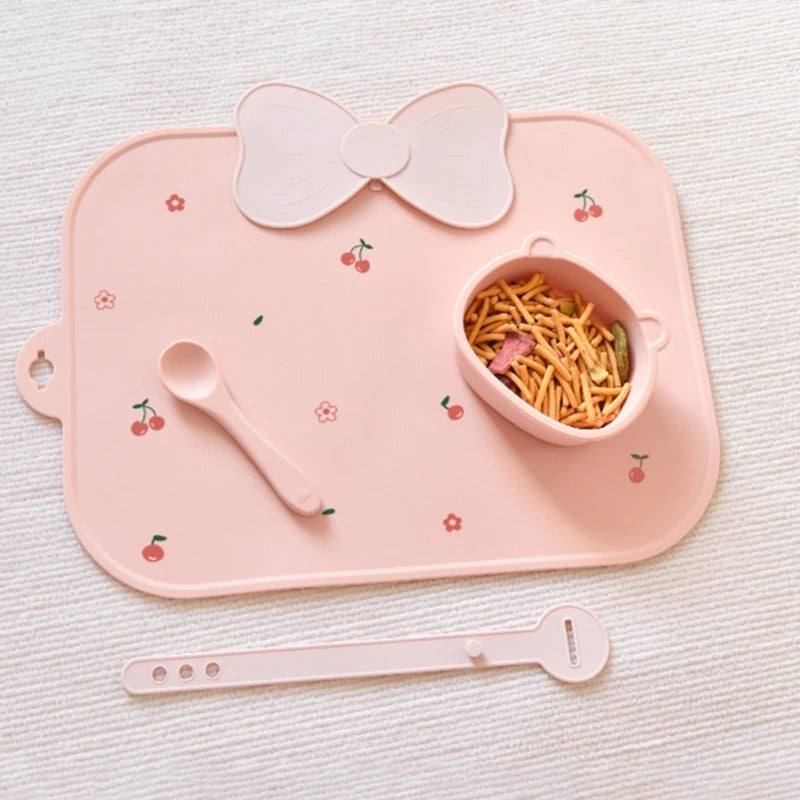 1pc Baby Feeding Plate Reusable Kids Placemats Silicone Tablemats Foldable Dinner Placemat for Toddlers Newborn