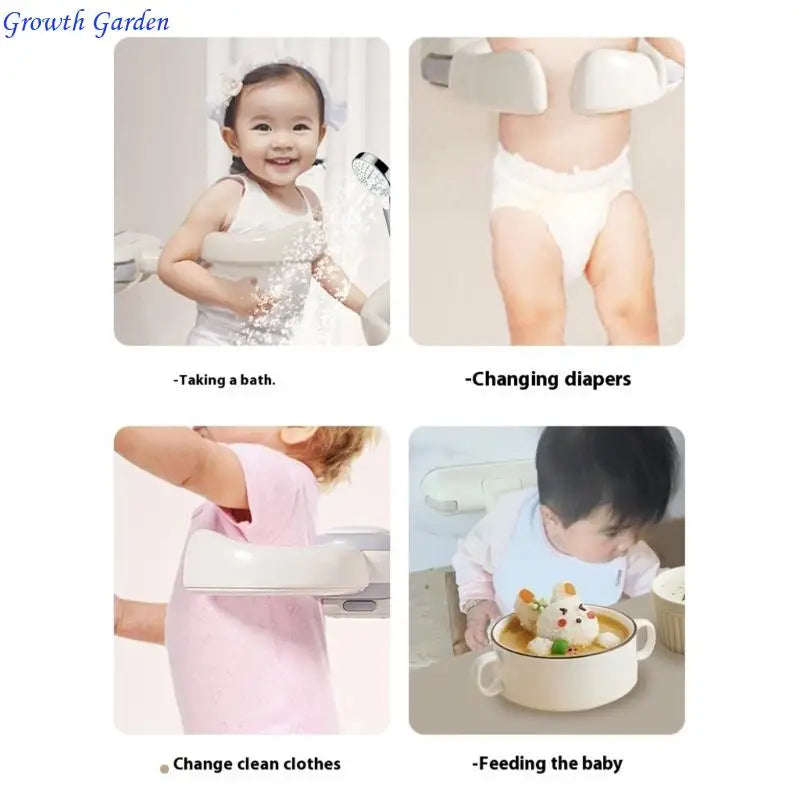 Portable Foldable Baby Shower Stand Rack Secure Grip Adjustable for Toddler Safe Standing Support Bath Time Helper E65D