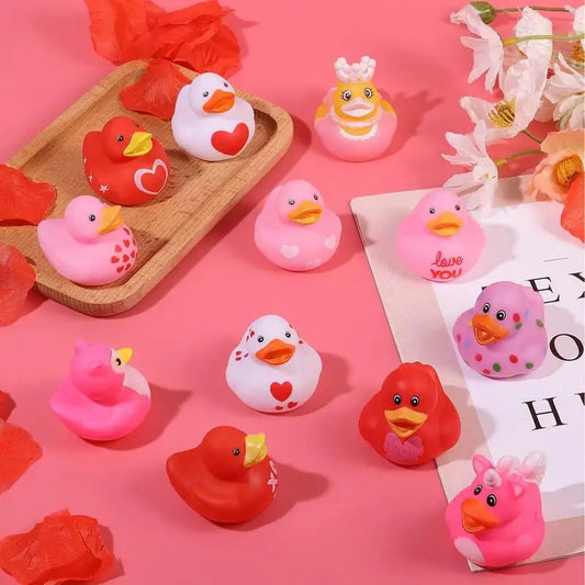 Creative bath Duck for Kids Shower 24pcs Rubber Duck Decorations for Car Dashboard Accessories Valentine's Day festival parties