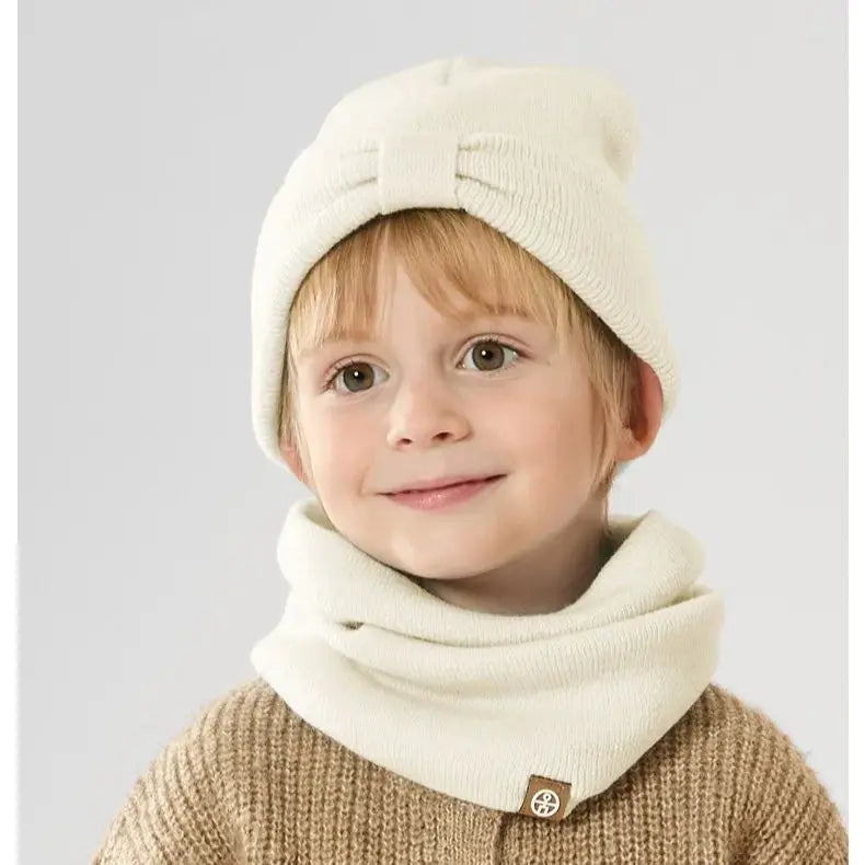 Cotton Baby Hat Scarf Glove Set Winter kids Hats Scarf Set Knitted Warm Hat Children's Beanie with Neck Warmer Girls Cap
