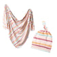 Organic Muslin Swaddle&Hat Set-Boho Rainbow Newborn Photography Props for Unisex Baby Boys&Girls,Birth Announcement Photo bebe