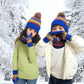 4pcs/Set Children's Knitted Hat Thick Warm Neck Scarf Gloves Mittens Outdoor Playing For Cold Weather Winter Necessearies