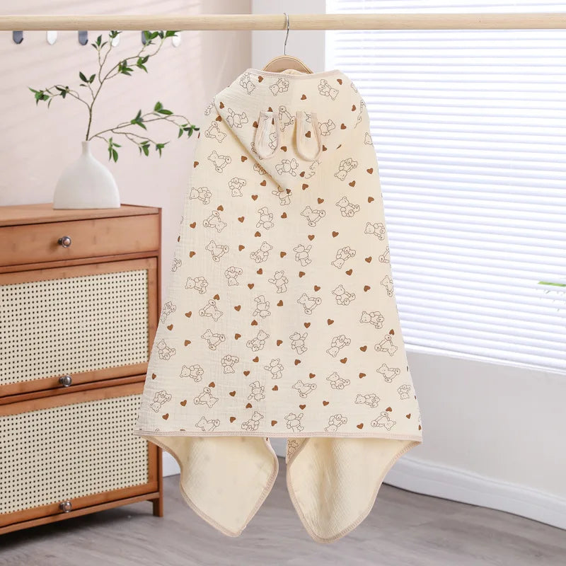 Children Hooded Bath Towel Cute Kids Beach Towel Cloak Cartoon Animal Style Newborn Bathrobe Quilt Washcloth Bathrobes