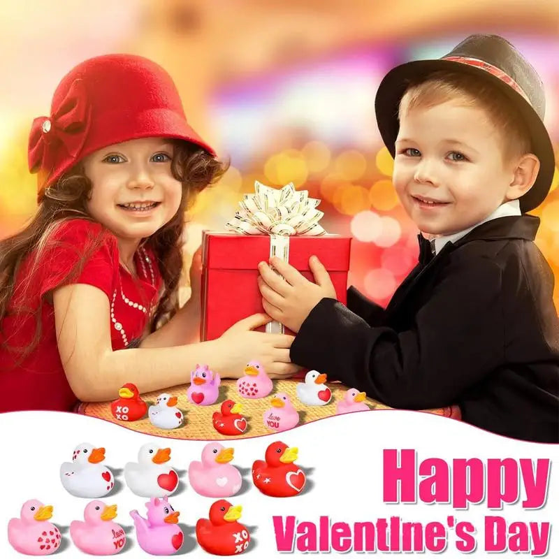 Creative bath Duck for Kids Shower 24pcs Rubber Duck Decorations for Car Dashboard Accessories Valentine's Day festival parties