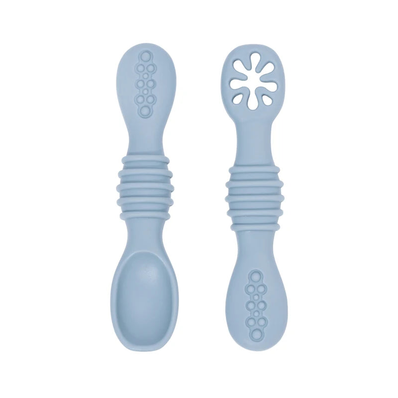 2PCS Baby Silicone Spoon & Fork Set – Soft Training Cutlery