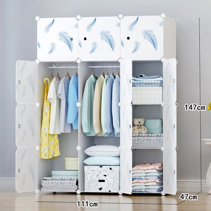 Minimalist Modern Closet Plastic Cube Fabric Storage Baby Open Clothes Wardrobe Nordic Bedroom Guarda Roupa Furniture For Room