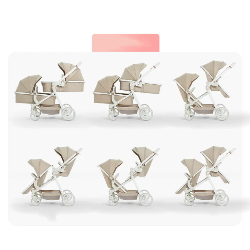 2025 newest twin baby stroller, poussette double baby stroller,high quality twin baby stroller with 1 year warranty