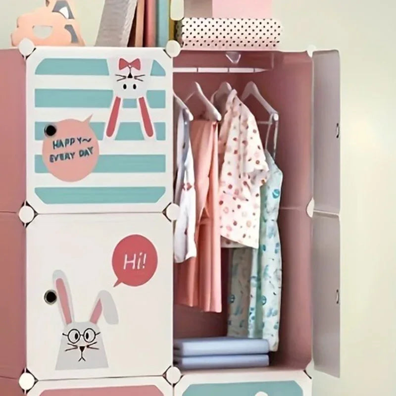 Dress Child Wardrobe Closet Baby Clothes Portable Kids Cabinet Easy Assembly Meuble Chambre Enfant Furniture for Toys Organizer