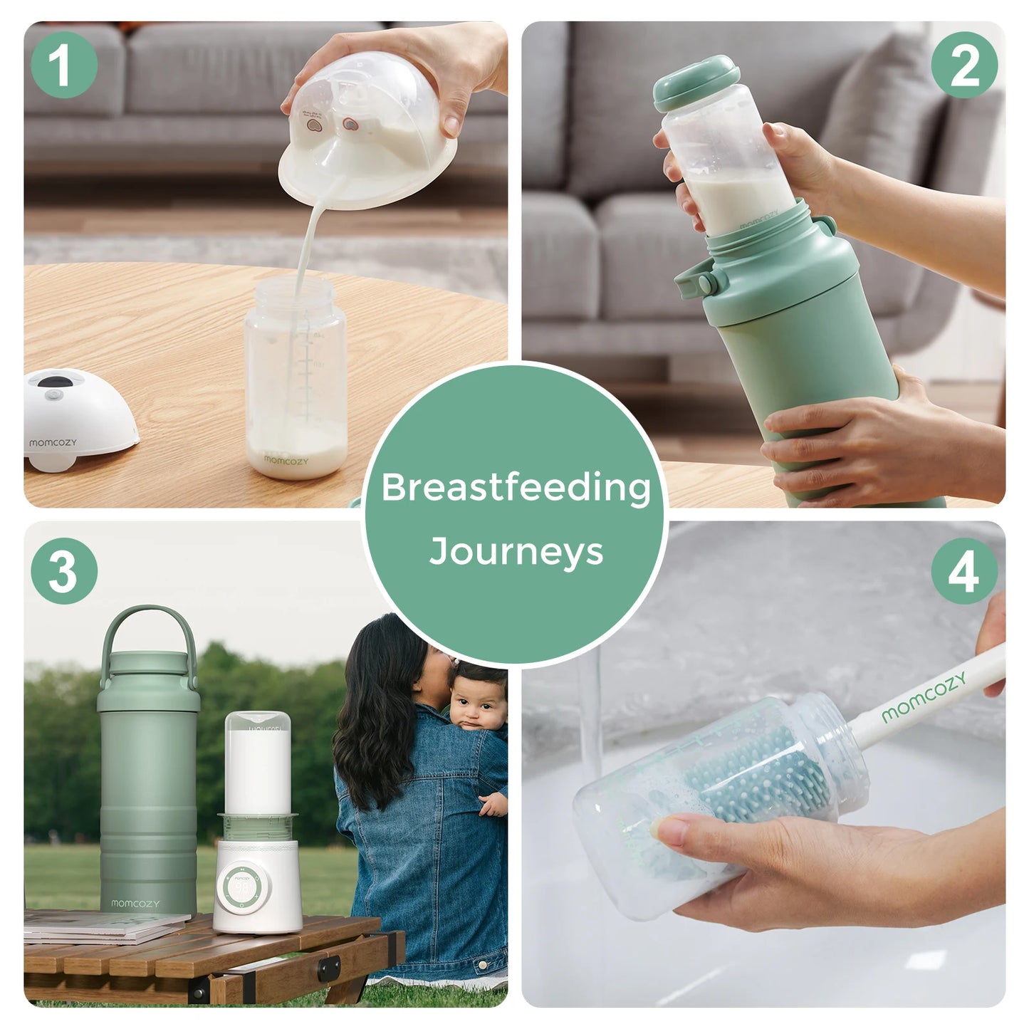 Momcozy 22oz Portable Breast Milk Cooler – 24H 360° Cooling with 2 Bottles