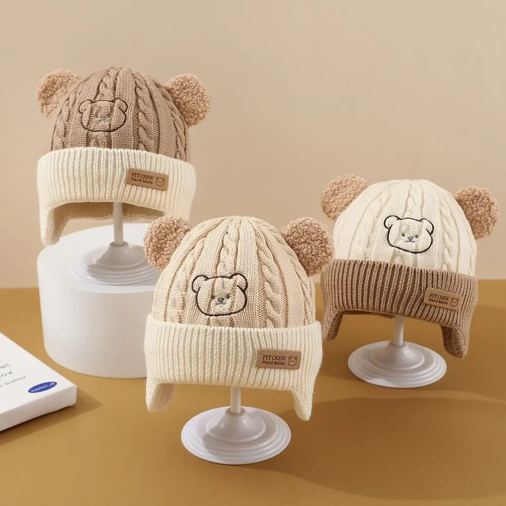 Cute Bear Knit Hat – Warm Baby Winter Cap