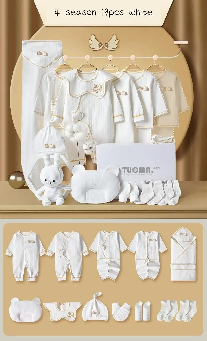 16/18/19/21/22pcs Newborn Clothes Set Angel Wing Baby Clothing Suit Pure Cotton 0-1Y Kids Unisex Infants Underwear Set No Box