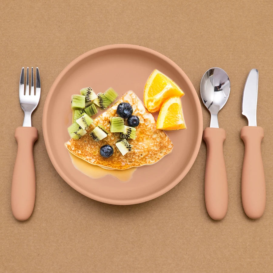 Infant Feeding Set – Silicone Plate, Spoon & Fork