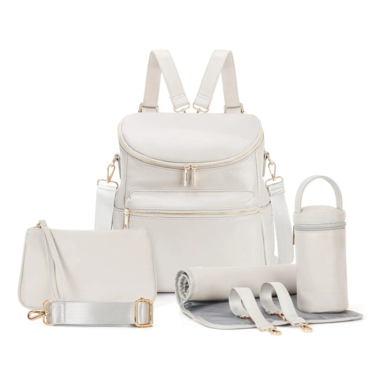 Large PU Leather Diaper Backpack