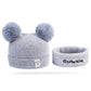 Cute Bear Ear Wool Baby Hat and Scarf Winter Set