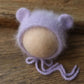 Fluffy Mink Thread Newborn Knit Hat with Ears Photo Prop