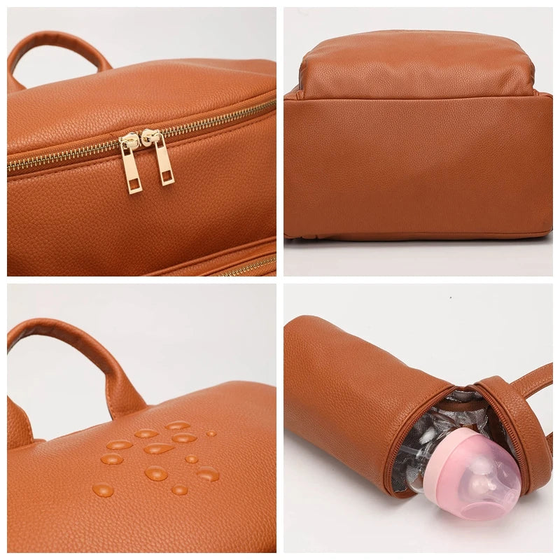 Large PU Leather Diaper Backpack