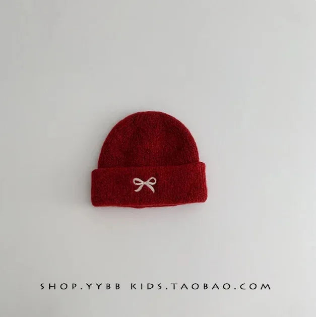 New Year Baby Hat Red Knitted Winter Infant Cap