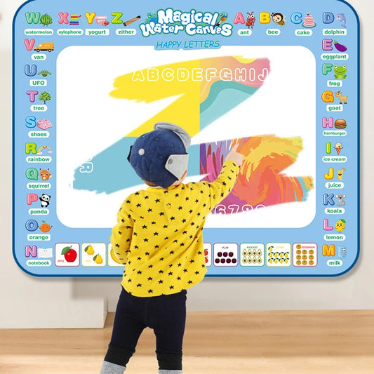 100x80CM Magic Water Drawing Mat Coloring Doodle With Reusable Magic Pens Montessori Painting Board Educational Toys Kids Gifts