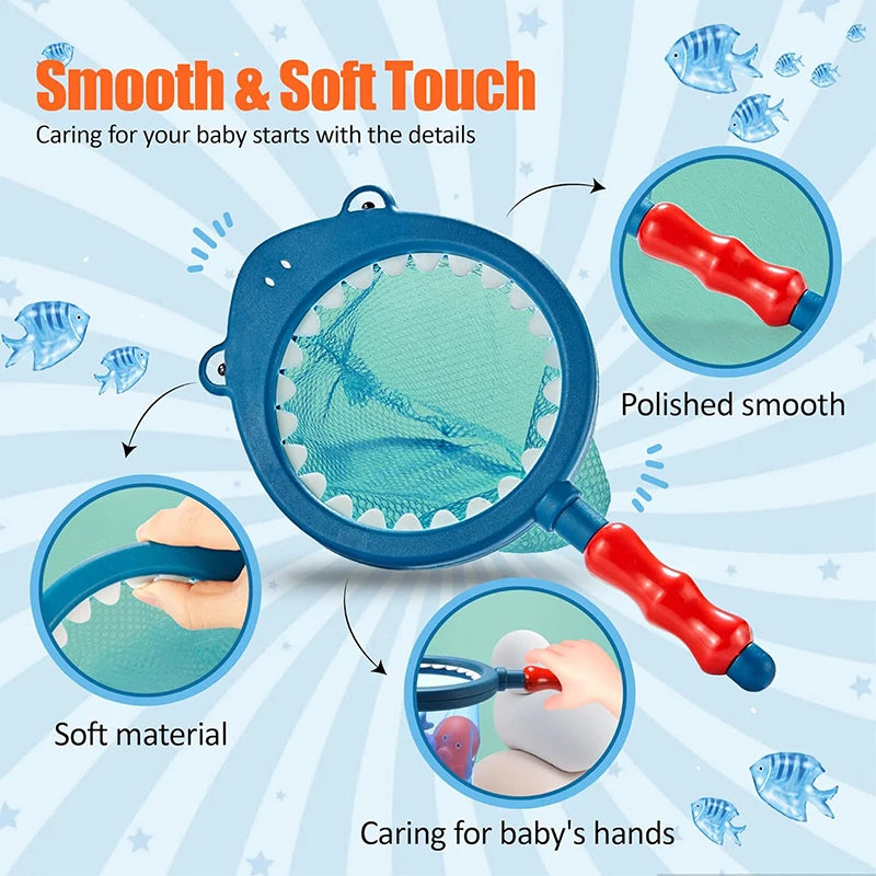 Baby Bath Swimming Pool Paddle Toys Waterproof Bathtub Colorful Toys Cartoon Shark Net Catch Fish Delight Toys Summer Dabble Toy