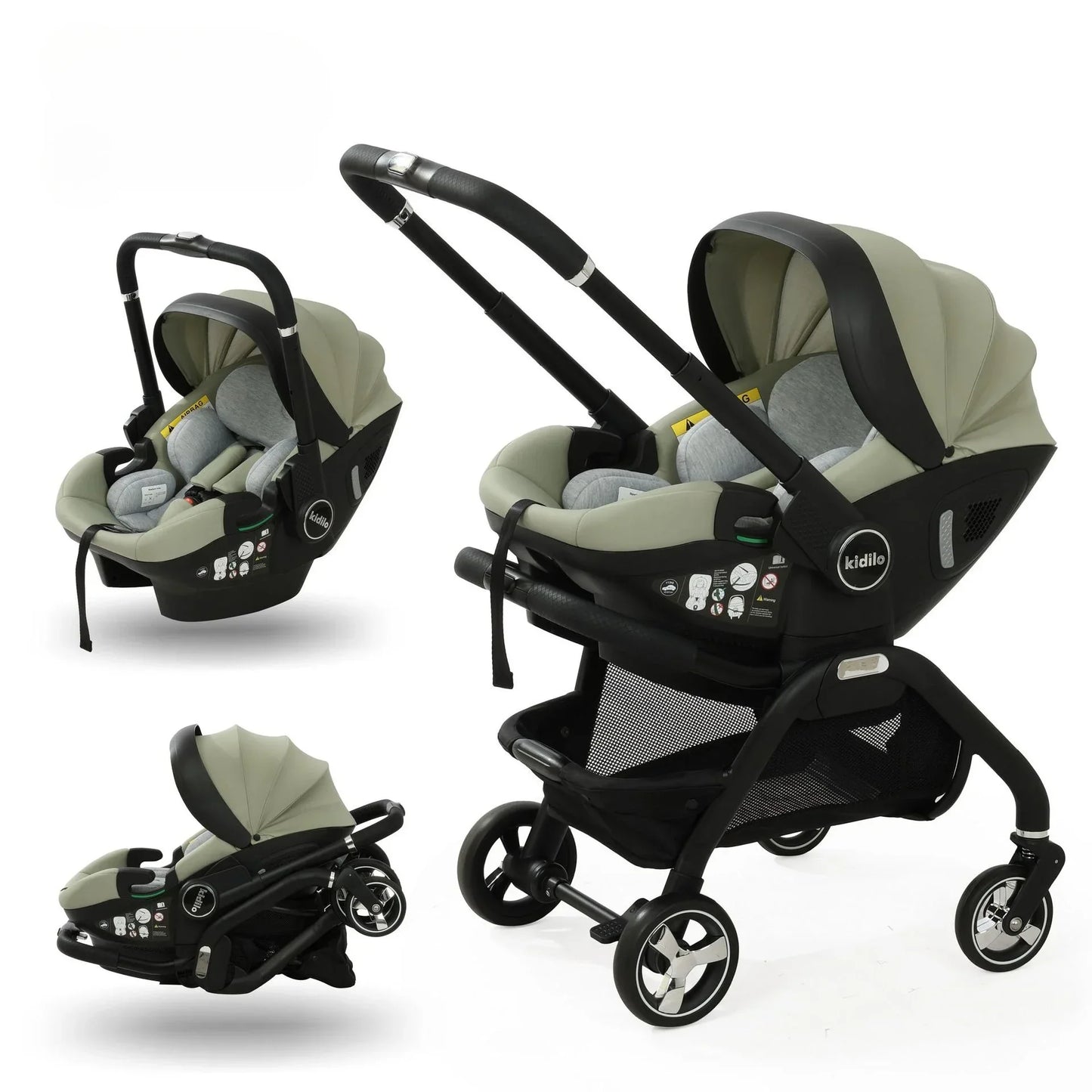 Kidilo 3-in-1 baby stroller, baby safety seat, newborn baby sleeping basket, portable 5 color choices Suitable for ages 0-1