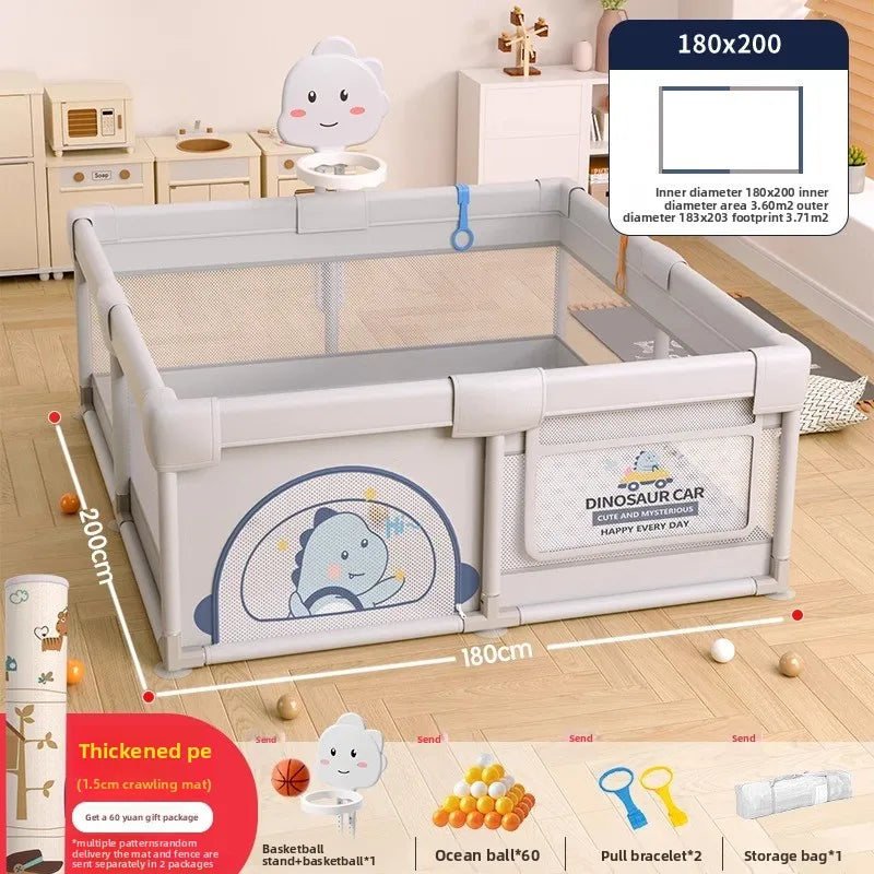 Parc de jeux sécurisé pour enfants avec barrière de sécurité et tapis