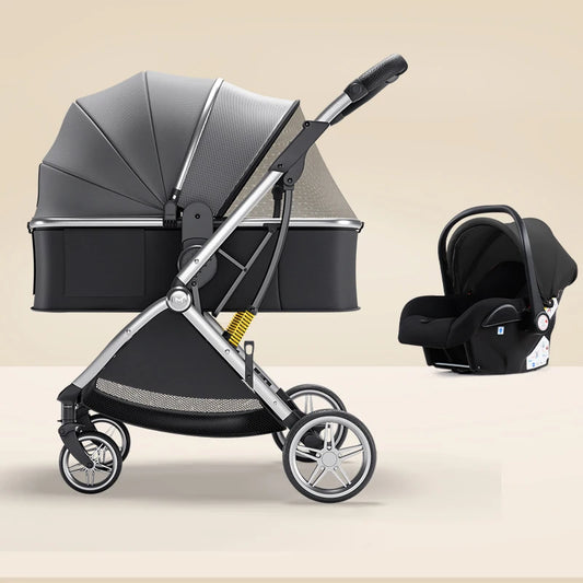 Luxurious Baby Stroller 3 in 1 Can Sit Can Lie Baby Pram Portable Baby Travel System Baby Pushchair for Newborn