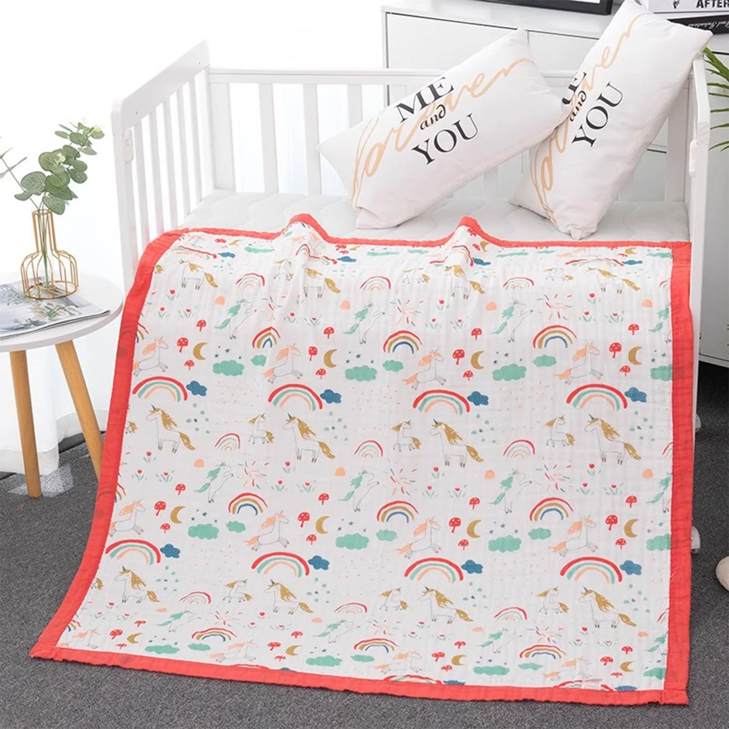 6-Layer Baby Gauze Bath Towel Newborn Baby Super Soft Pure Cotton Towel Cotton Swaddle Blanket for Children's Blanket 110*110cm
