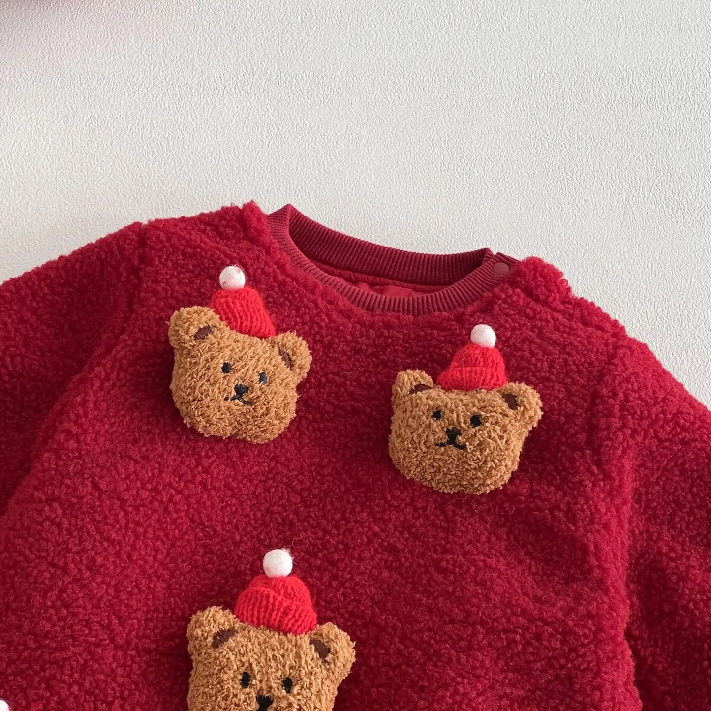 2025 Newborn Baby Red Jumpsuit Christmas Cute Bear Thicken Fleece Romper 0-2Y Infant Festival Outfit Warm Winter Baby Clothes