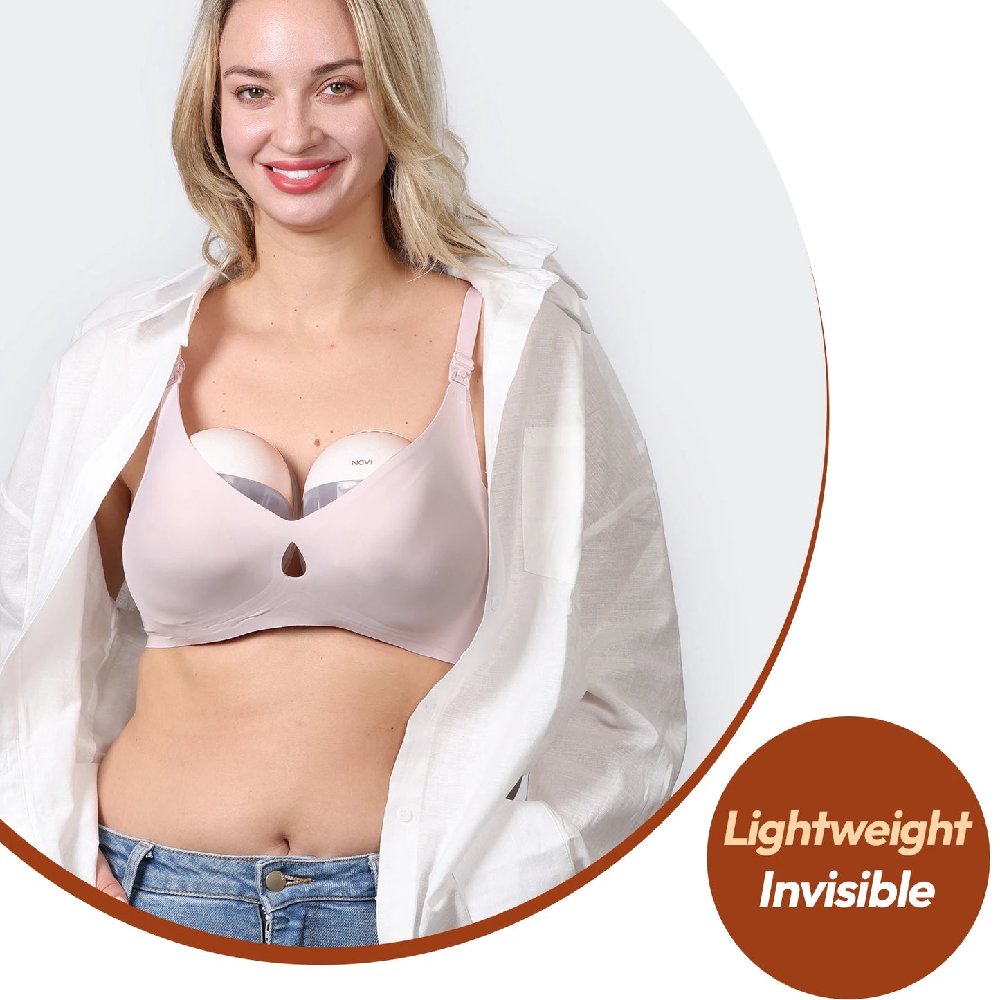 NCVI Electric Wearable Breast Pump for Breastfeeding 3 Flange Sizes, Smart Display