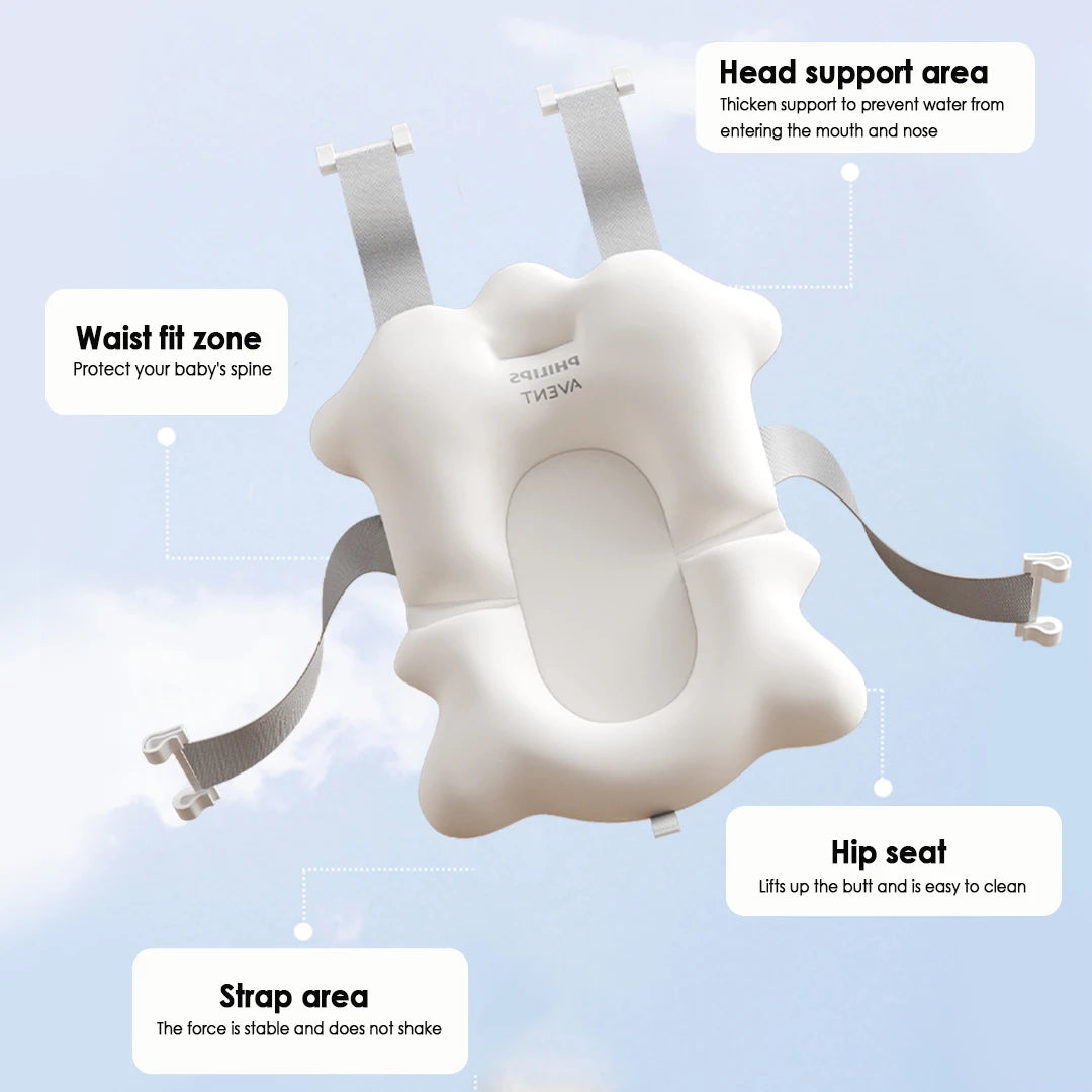 PHILIPS AVENT  Baby Bath Seat Mat Infant Anti-Slip Soft Comfort Body Cushion Foldable Bath TubPad Chair Newborn Bathtub Pillow