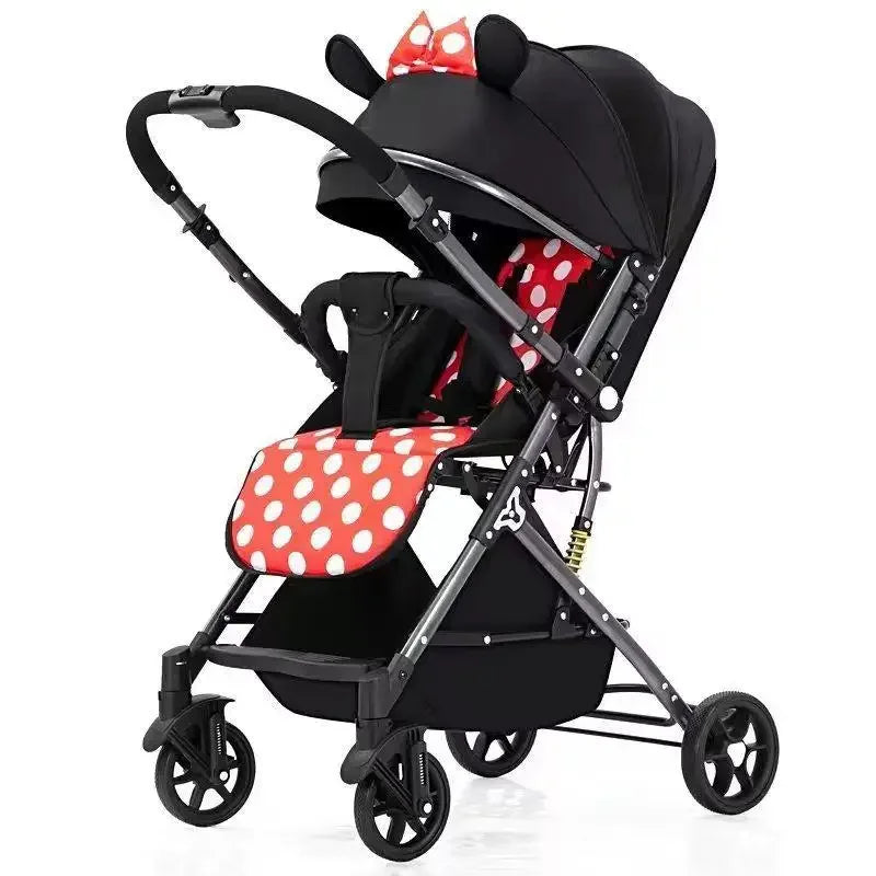 Ultra-light Four-wheel Baby Stroller Can Sit or Lie Down High-view Simple Baby Stroller Two-way Foldable Children's Stroller